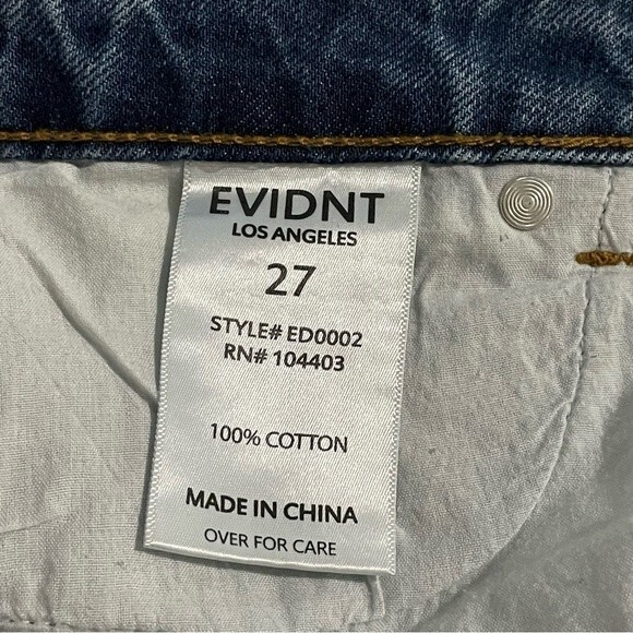 EVIDNT High Rise Cropped Jeans with Rips Blue Size 27 - Picture 6 of 8